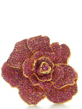 Oscar de la Renta Crystal Flower Brooch Pin